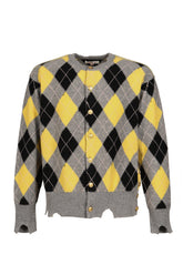 DIAMOND SCRAPED CARDIGAN / LEMON