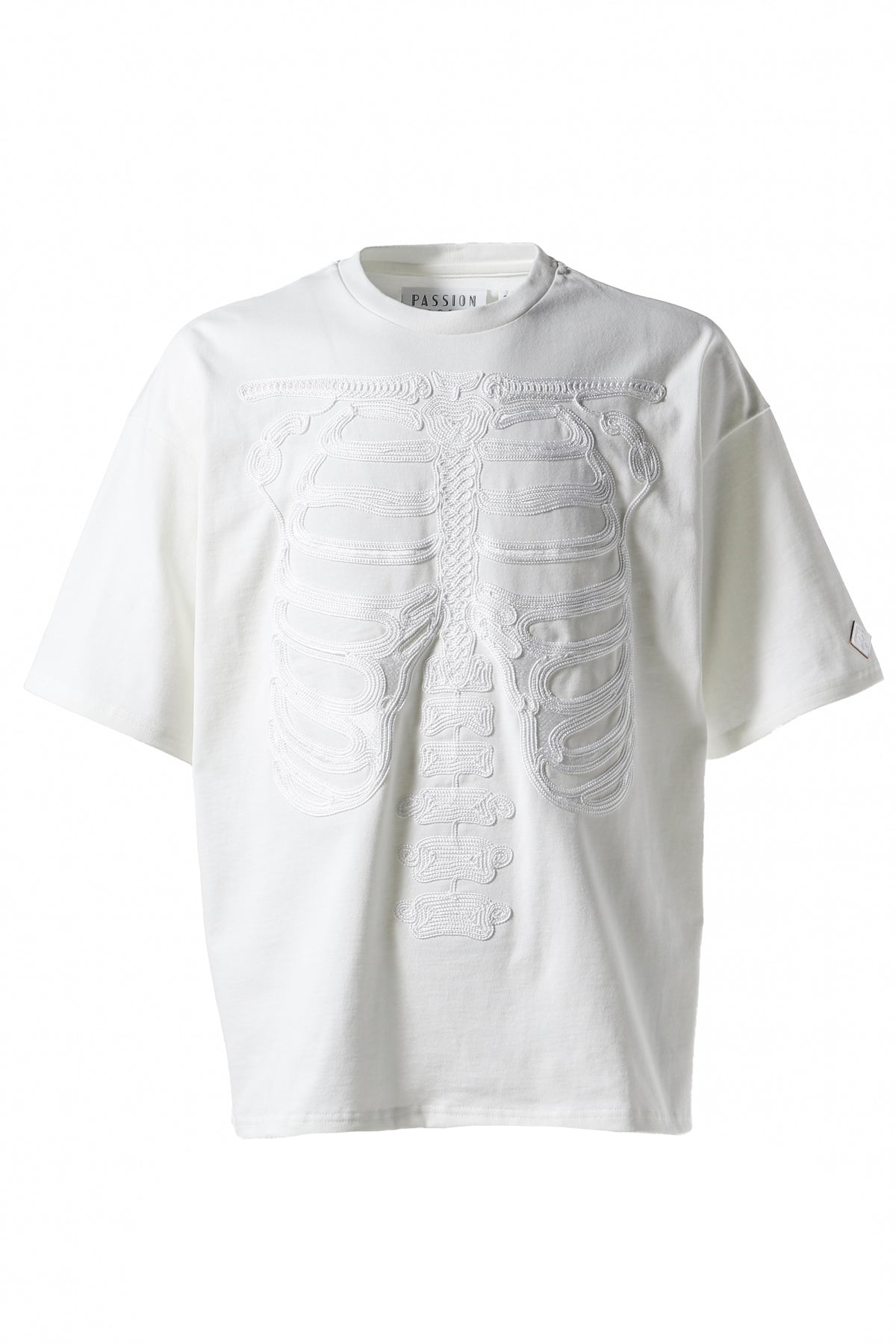 CORD EMBROIDERED T-SHIRT 'BONES /WHT