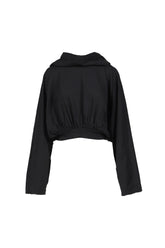 CROPPED HOODED TOP / BLK