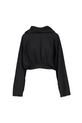 CROPPED HOODED TOP / BLK