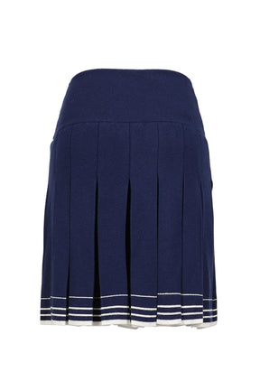 PLEATED KNIT SKIRT / NVY