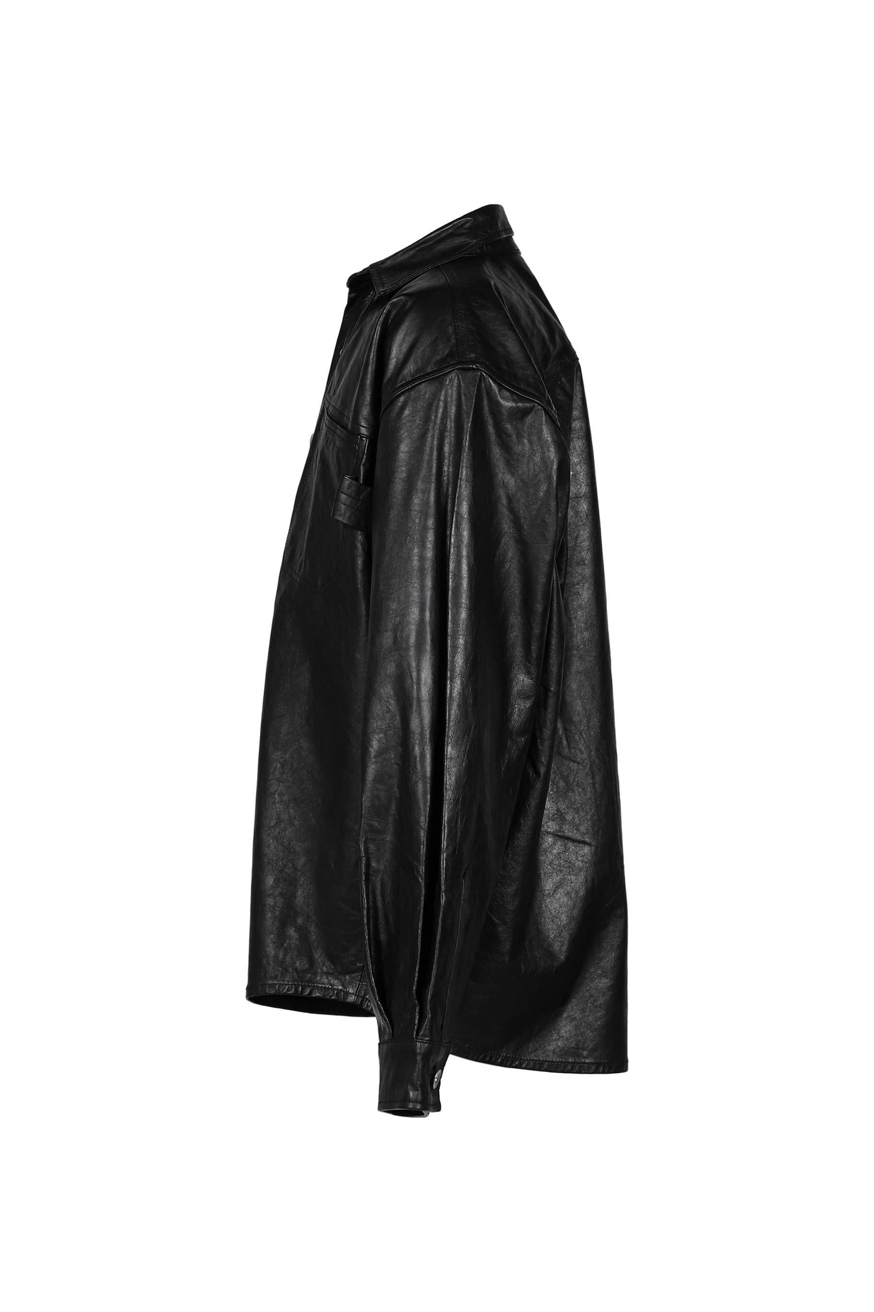 BIG LEATHER SHIRT / BLK