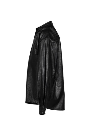 BIG LEATHER SHIRT / BLK