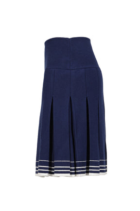 PLEATED KNIT SKIRT / NVY