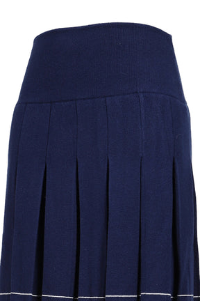PLEATED KNIT SKIRT / NVY