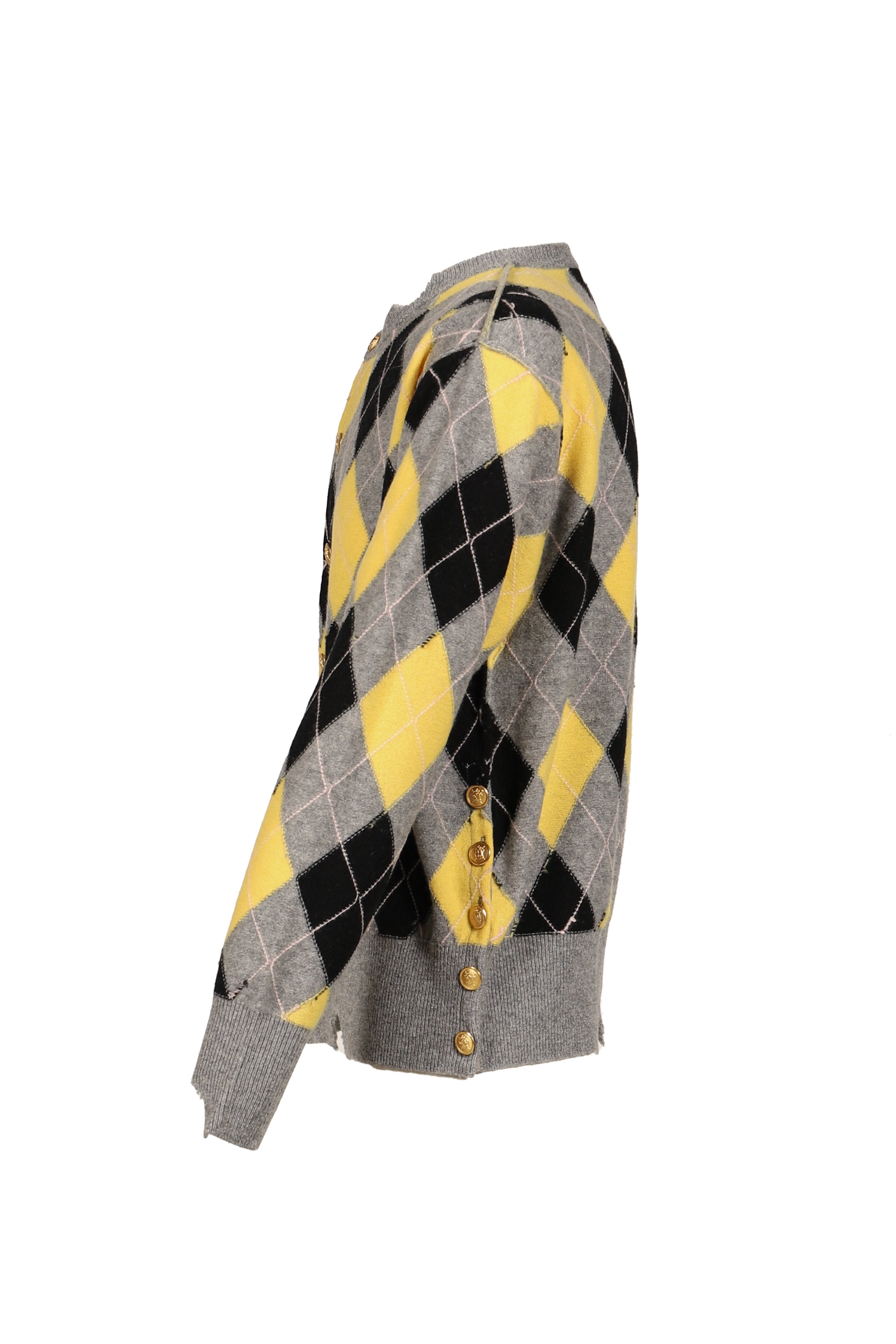 DIAMOND SCRAPED CARDIGAN / LEMON