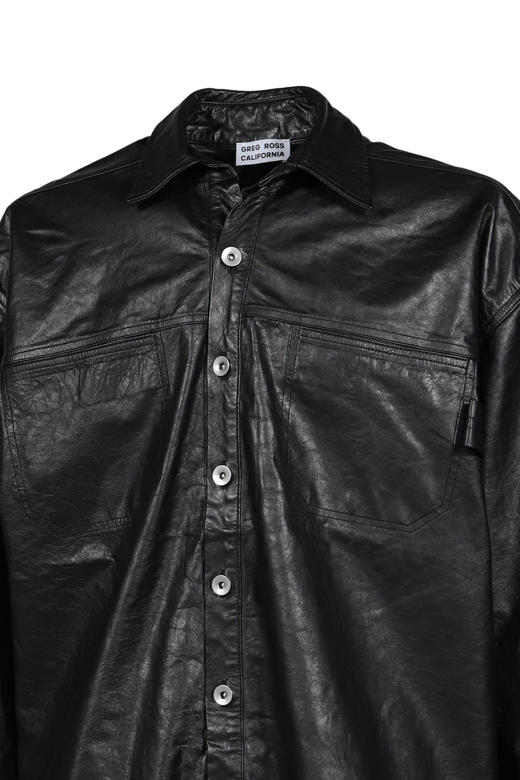 BIG LEATHER SHIRT / BLK