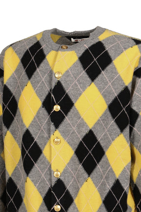 DIAMOND SCRAPED CARDIGAN / LEMON