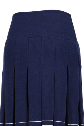 PLEATED KNIT SKIRT / NVY