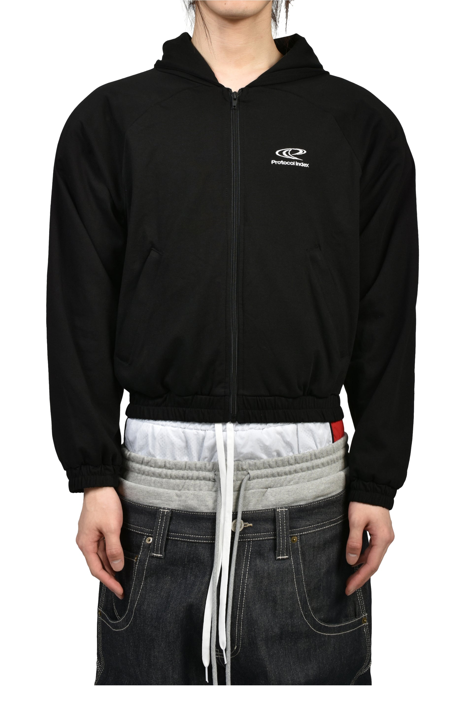 ATHELEISURE COTTON ZIP HOODIE / BLK