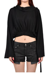 CROPPED HOODED TOP / BLK