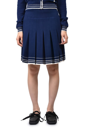 PLEATED KNIT SKIRT / NVY
