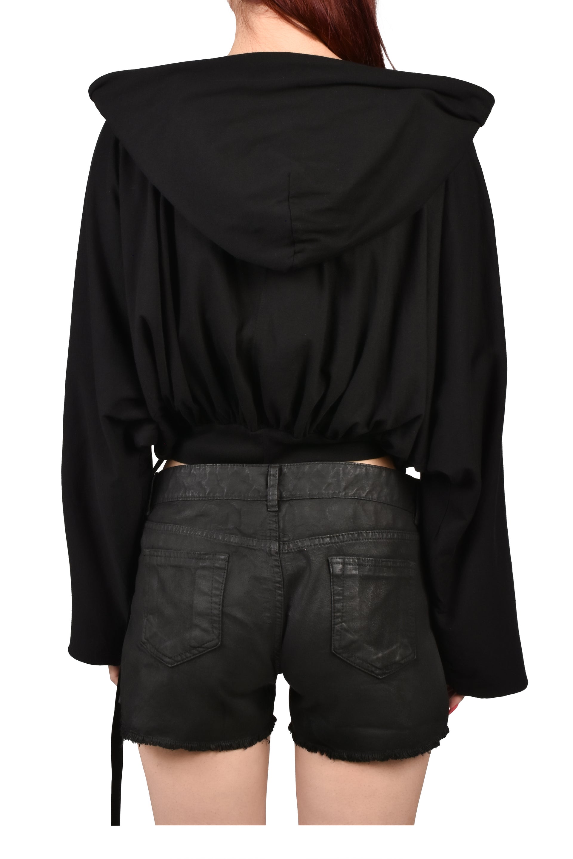 CROPPED HOODED TOP / BLK