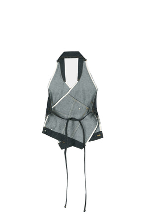 UPSIDE-DOWN INDIGO DENIM HALTER TOP / IND