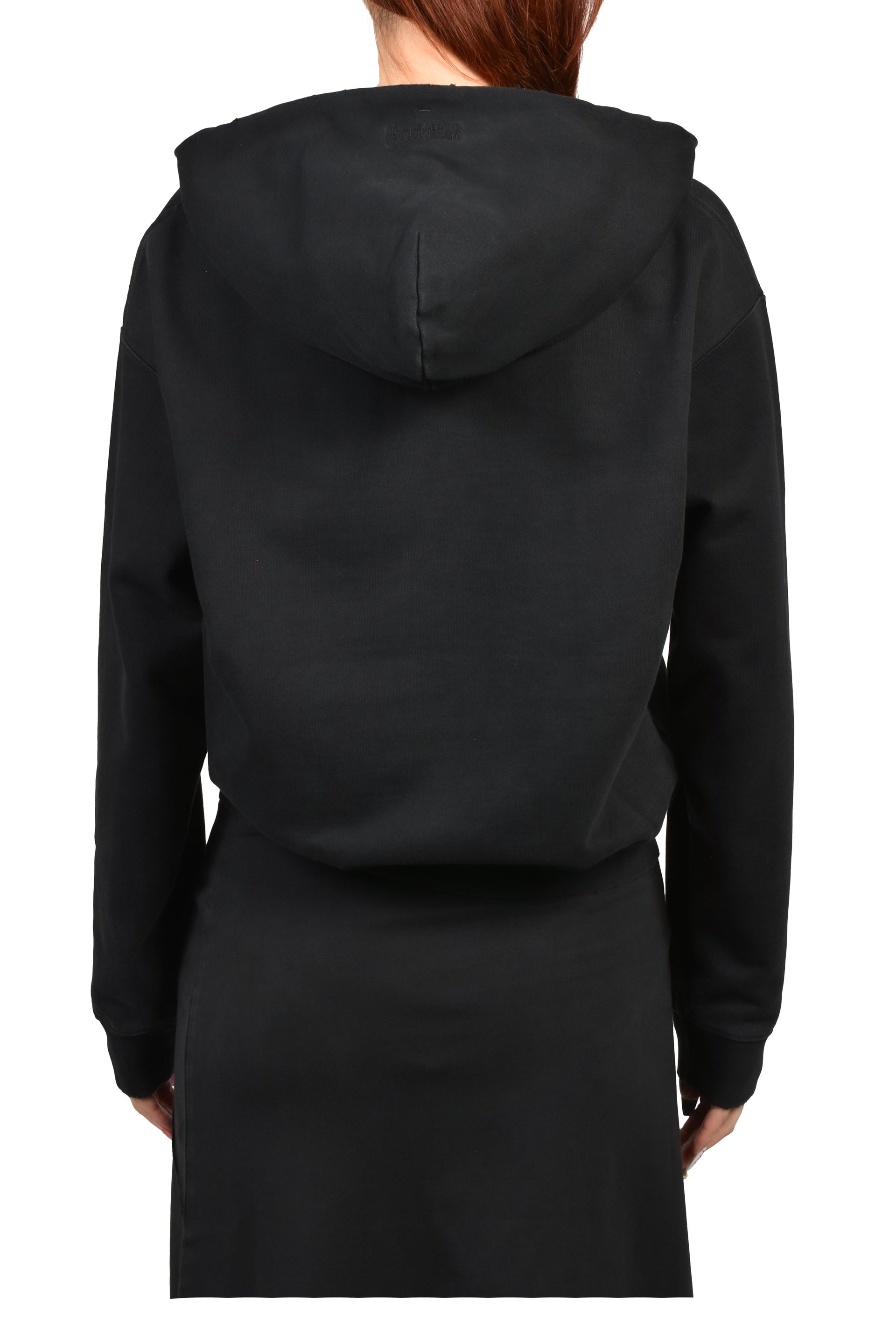 CLASSIC LOGO FITTED ZIP-UP HOODIE / BLK