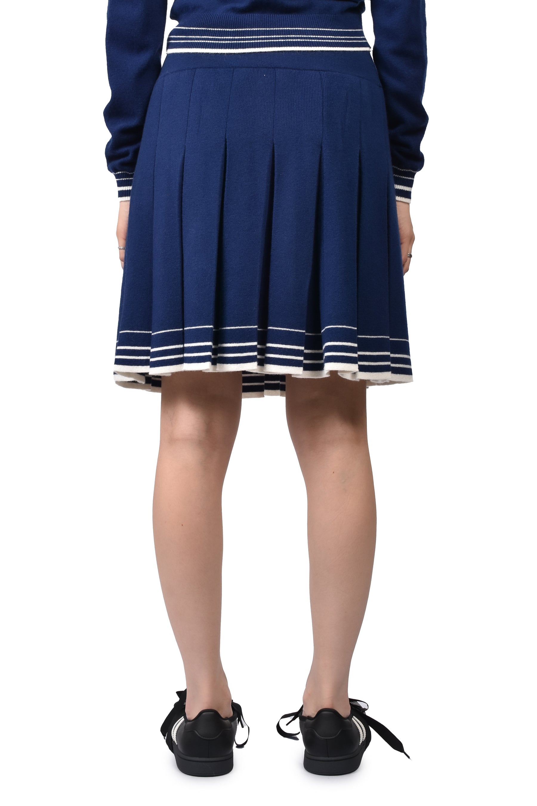 PLEATED KNIT SKIRT / NVY