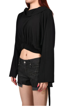 CROPPED HOODED TOP / BLK