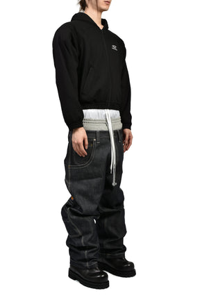ATHELEISURE COTTON ZIP HOODIE / BLK