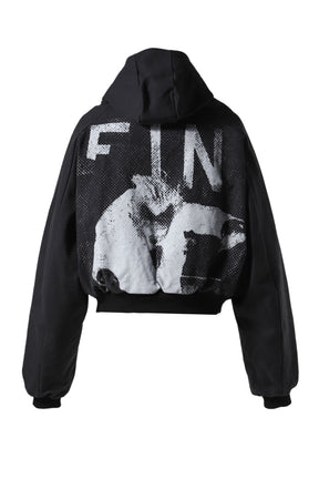 HOODED BANSHEE BOMBER / BLK