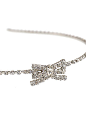 CRYSTAL RIBBON HAIRBAND / WHT