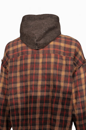 GRADATION DOCKING HOOD SHIRT / RED