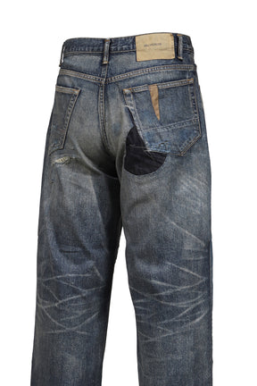 REMAKED WIDE 5P DENIM PANTS / INDIGO