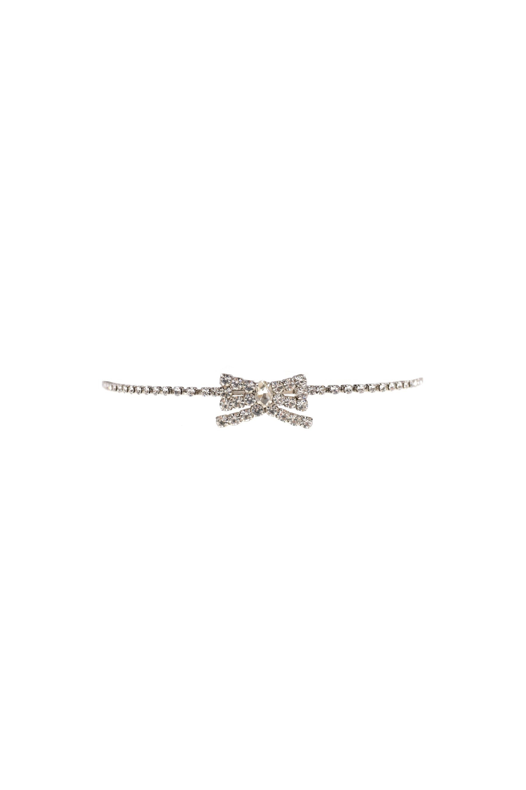CRYSTAL RIBBON HAIRBAND / WHT