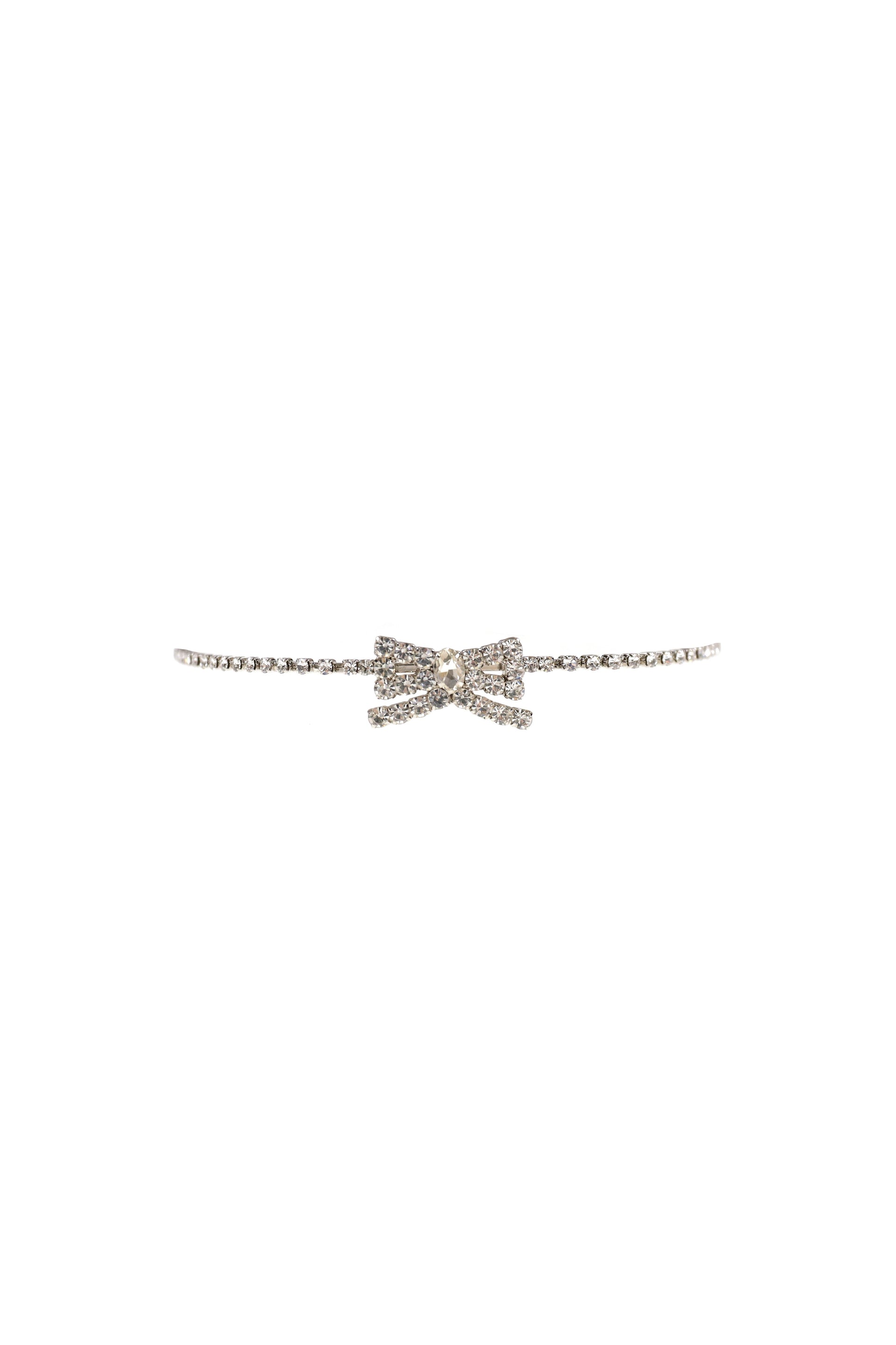 CRYSTAL RIBBON HAIRBAND / WHT