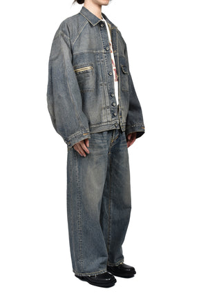 "RANDOM STICH" WIDE DENIM PANTS / IND