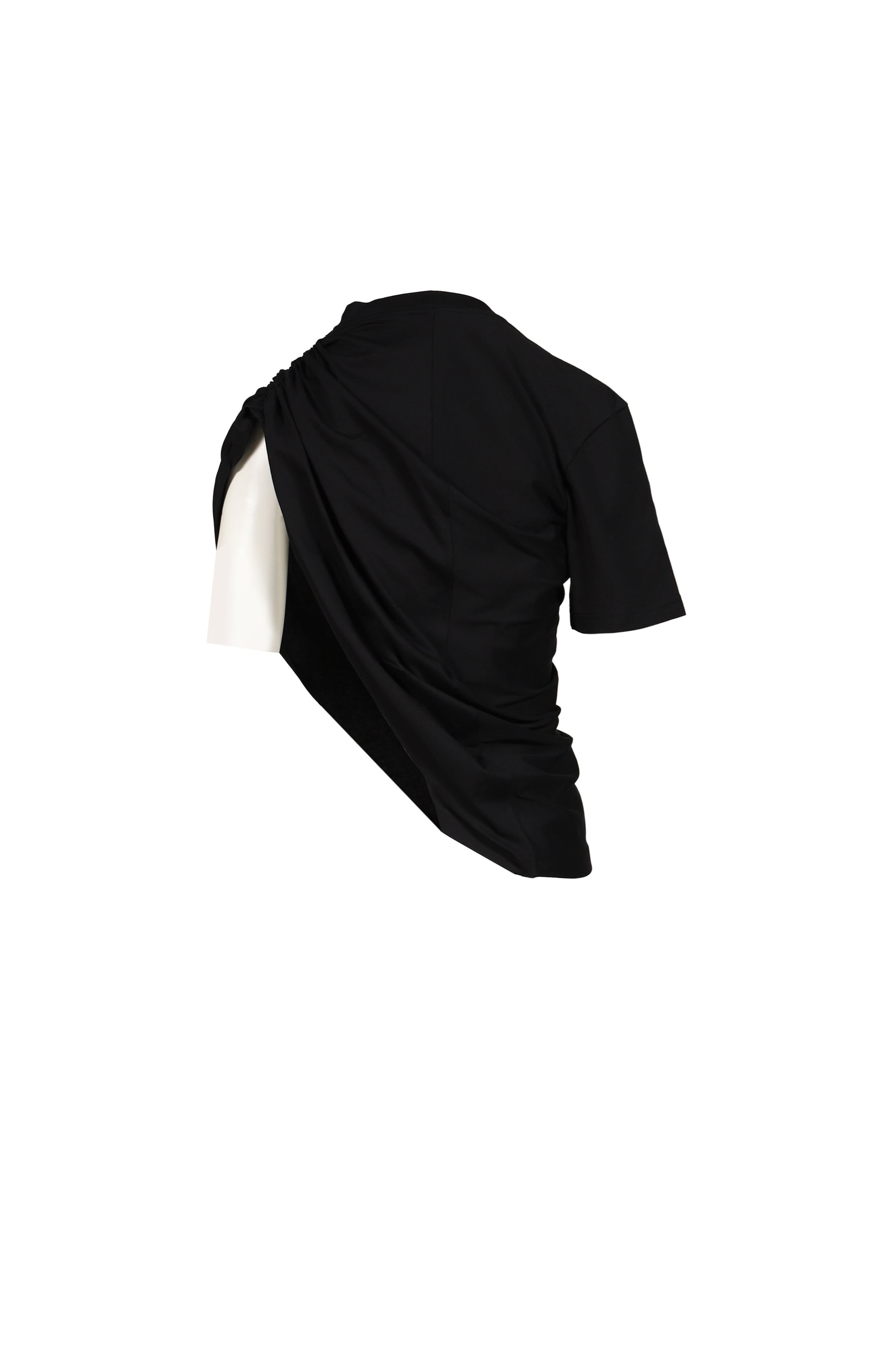 ASYMMETRICAL TWIST T-SHIRT / BLK