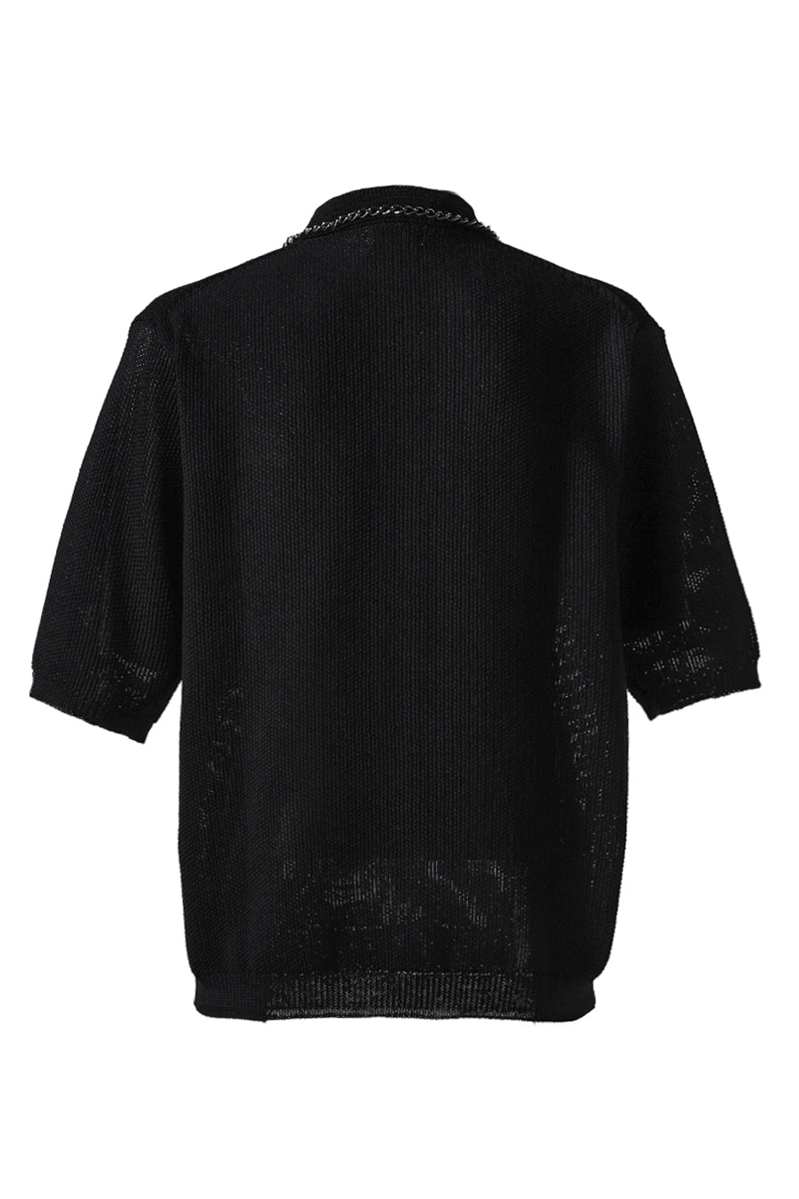 CHAIN POLO HALF-SLEEVE SWEATER / BLK