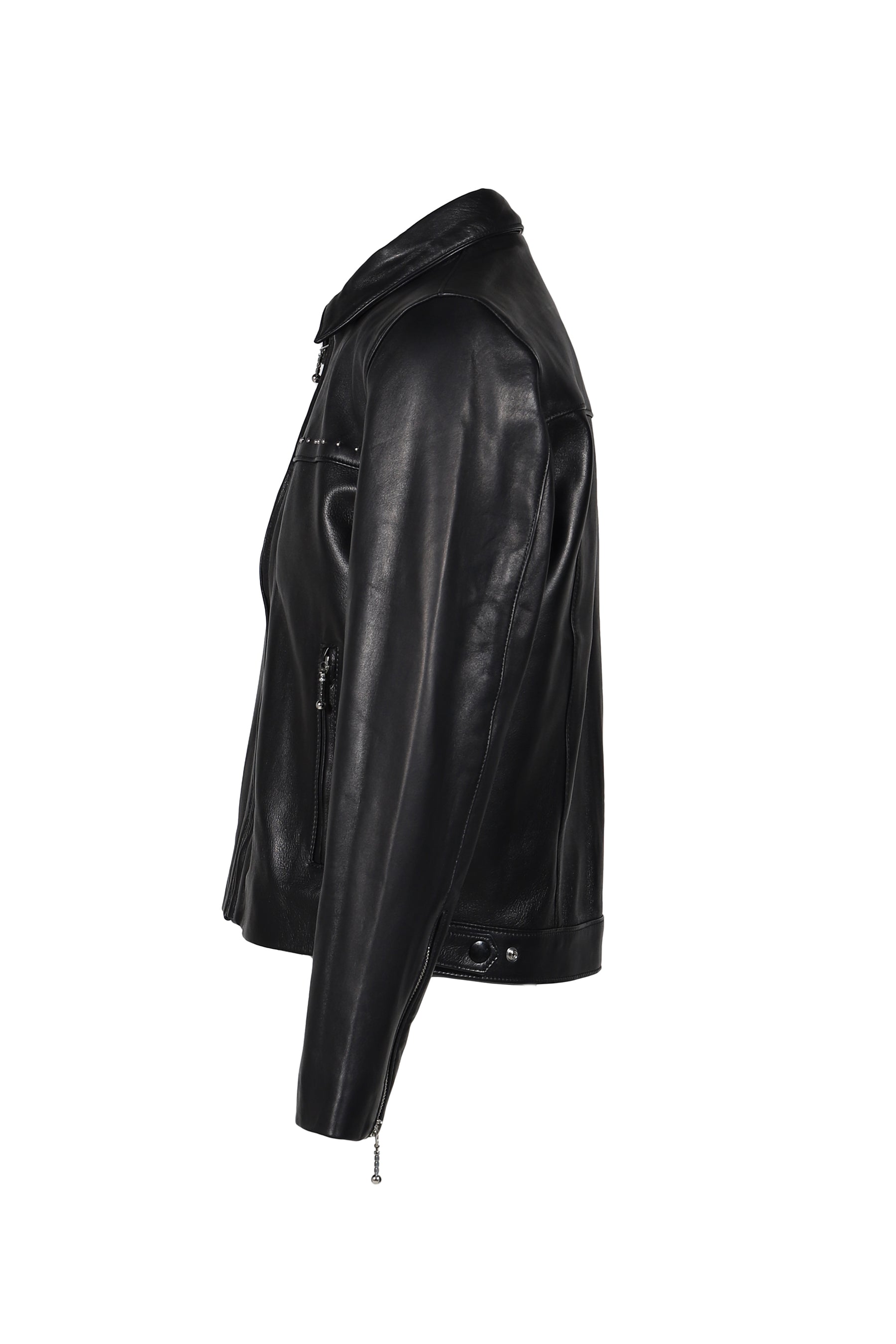 STUDDED LEATHER JACKET / BLK