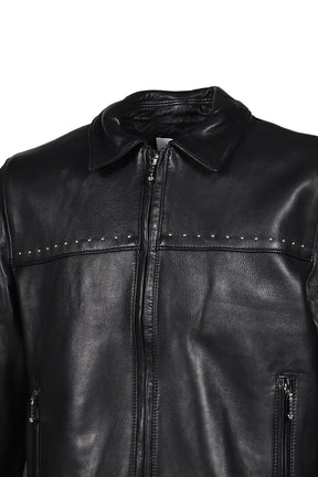 STUDDED LEATHER JACKET / BLK