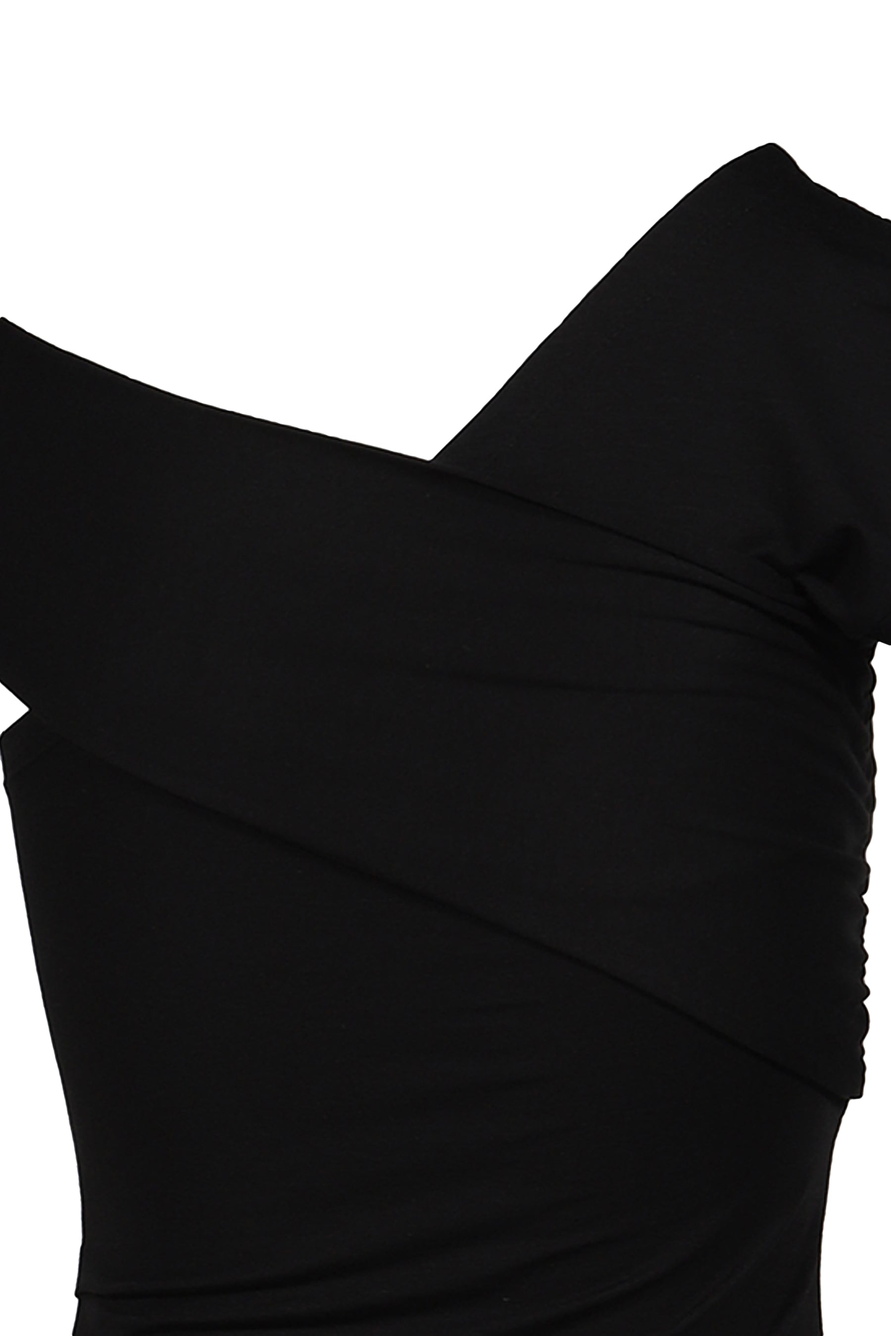 TUCK JERSEY RUFFLE TOP / BLK