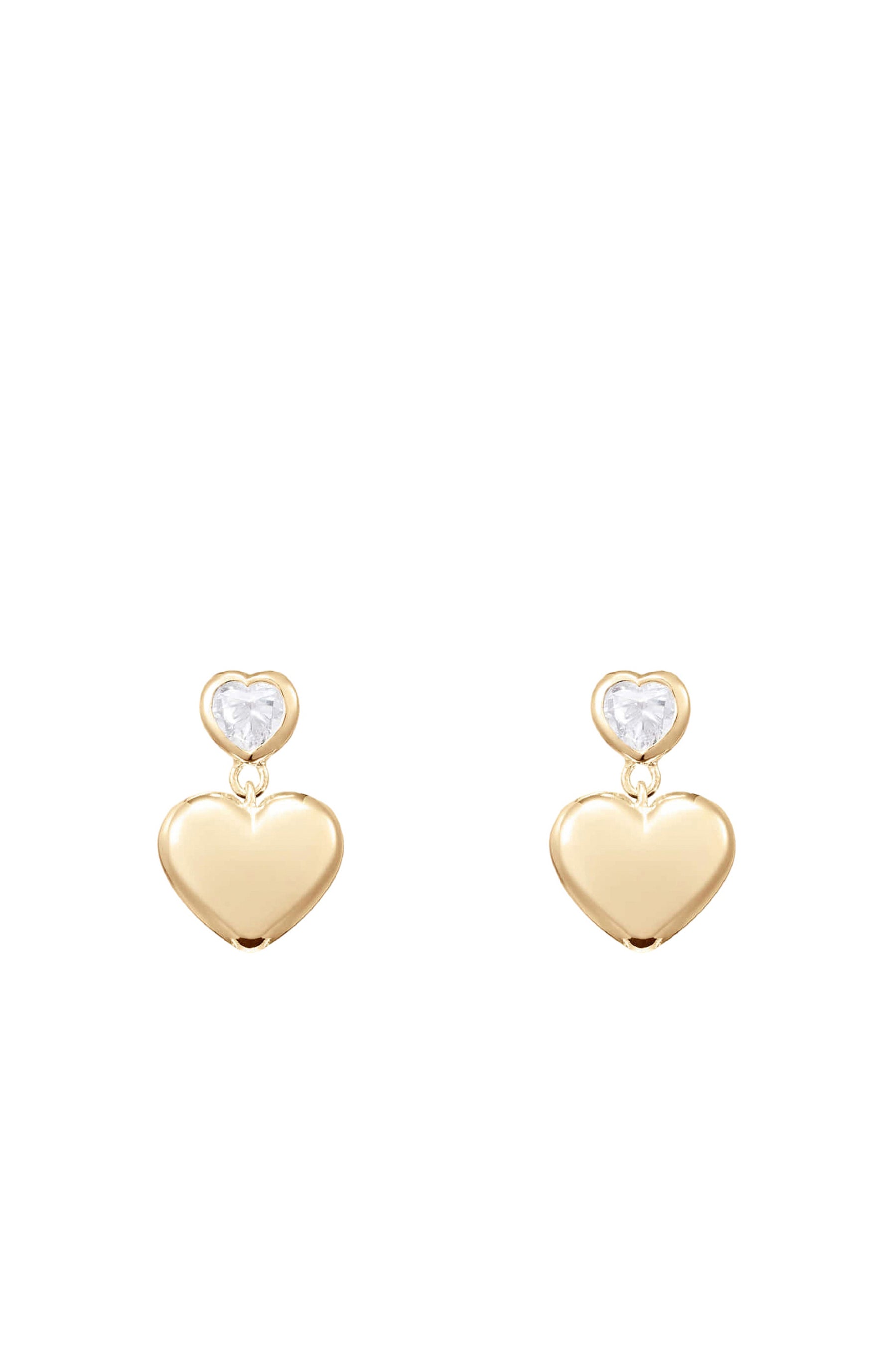 DOUBLE HEART DANGLED EARRINGS / GOLD