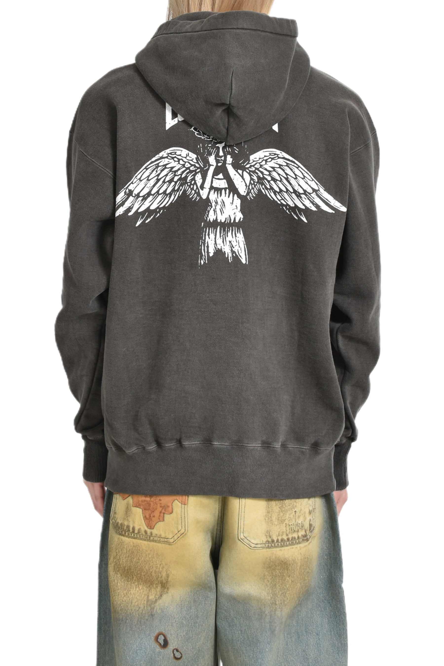 PRINTED HOODIE "ANGEL" / BLK