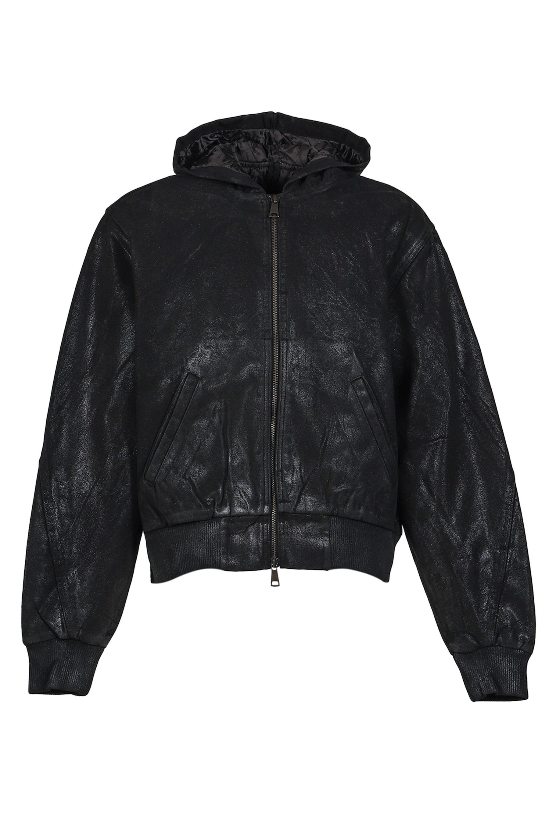 HOODED MECHANIC JACKET / WAXED BLK 