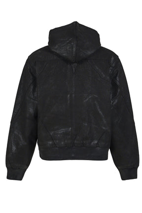 HOODED MECHANIC JACKET / WAXED BLK 