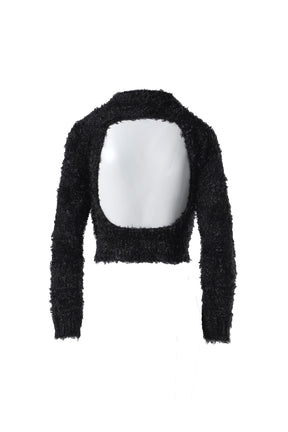 SHAGGY CUT-OUT KNIT / BLK