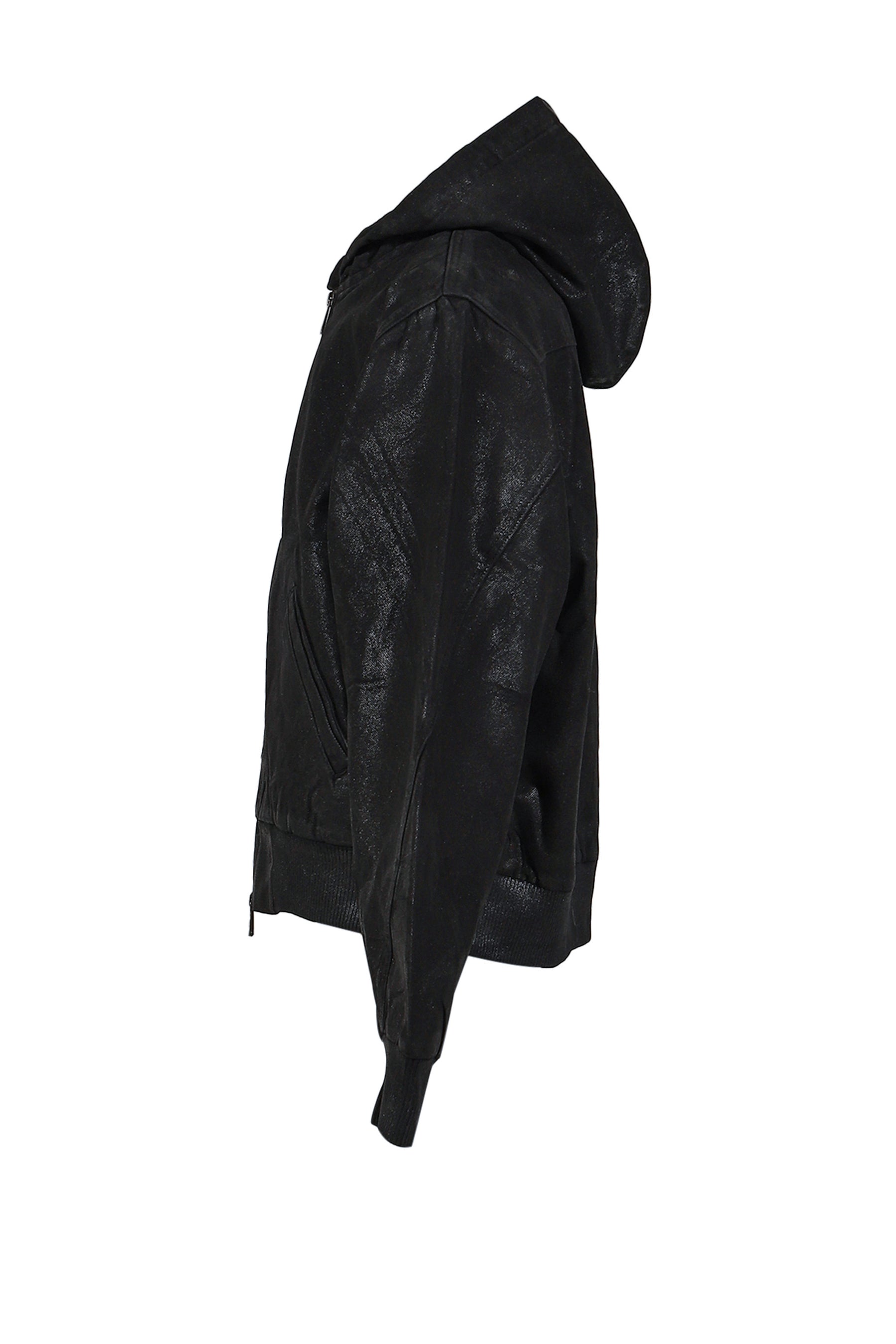 HOODED MECHANIC JACKET / WAXED BLK 