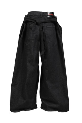 TIE MAXI PANTS / STRONG RINSED BLK