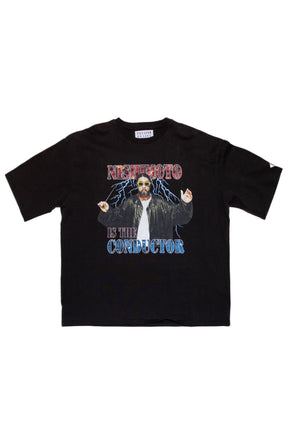 STONE DECORATED T-SHIRT 'THE CONDUCTOR / BLK