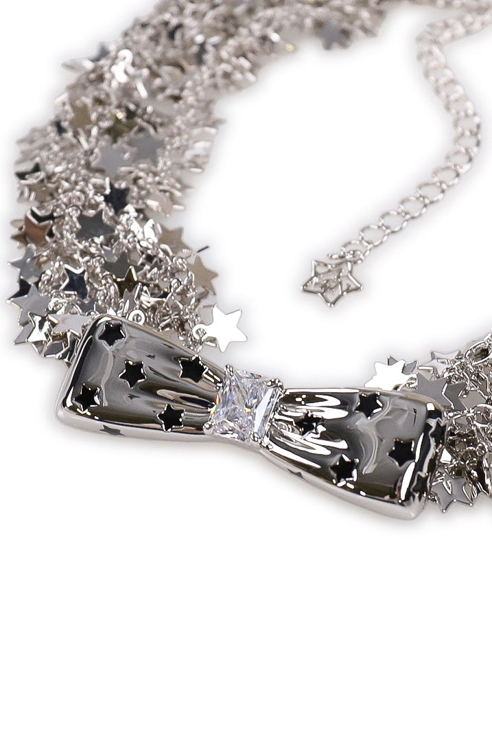 STAR POLKA DOT BOWKNOT NECKLACE / SIL
