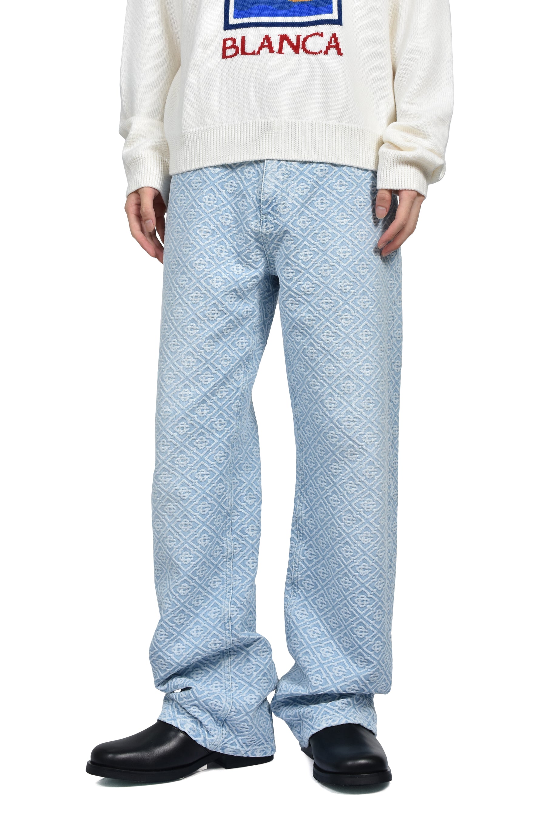WASHED MONOGRAM JEANS / BLU