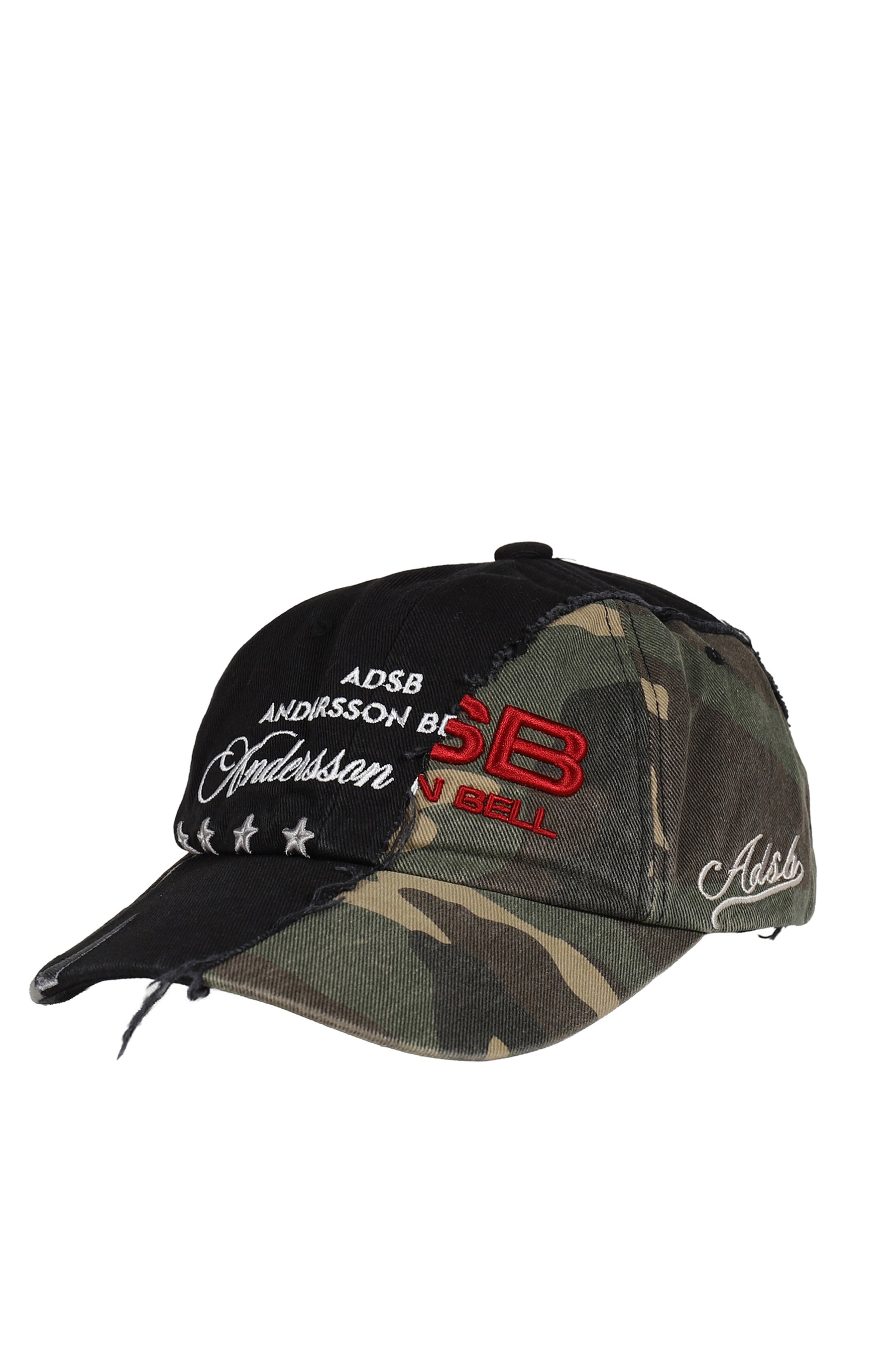 CAMOUFLAGE SPLIT PANELED CAP / BLK KHA