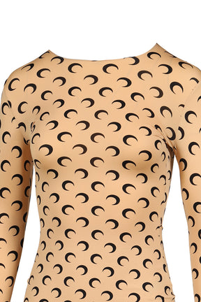 MOON PRINTED JERSEY LS CREWNECK TOP / TAN