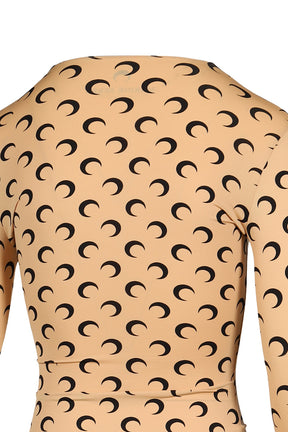 MOON PRINTED JERSEY LS CREWNECK TOP / TAN