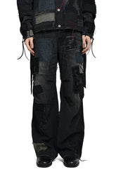 CRUST SASHIKO JACQUARD WIDE PANT / BLK