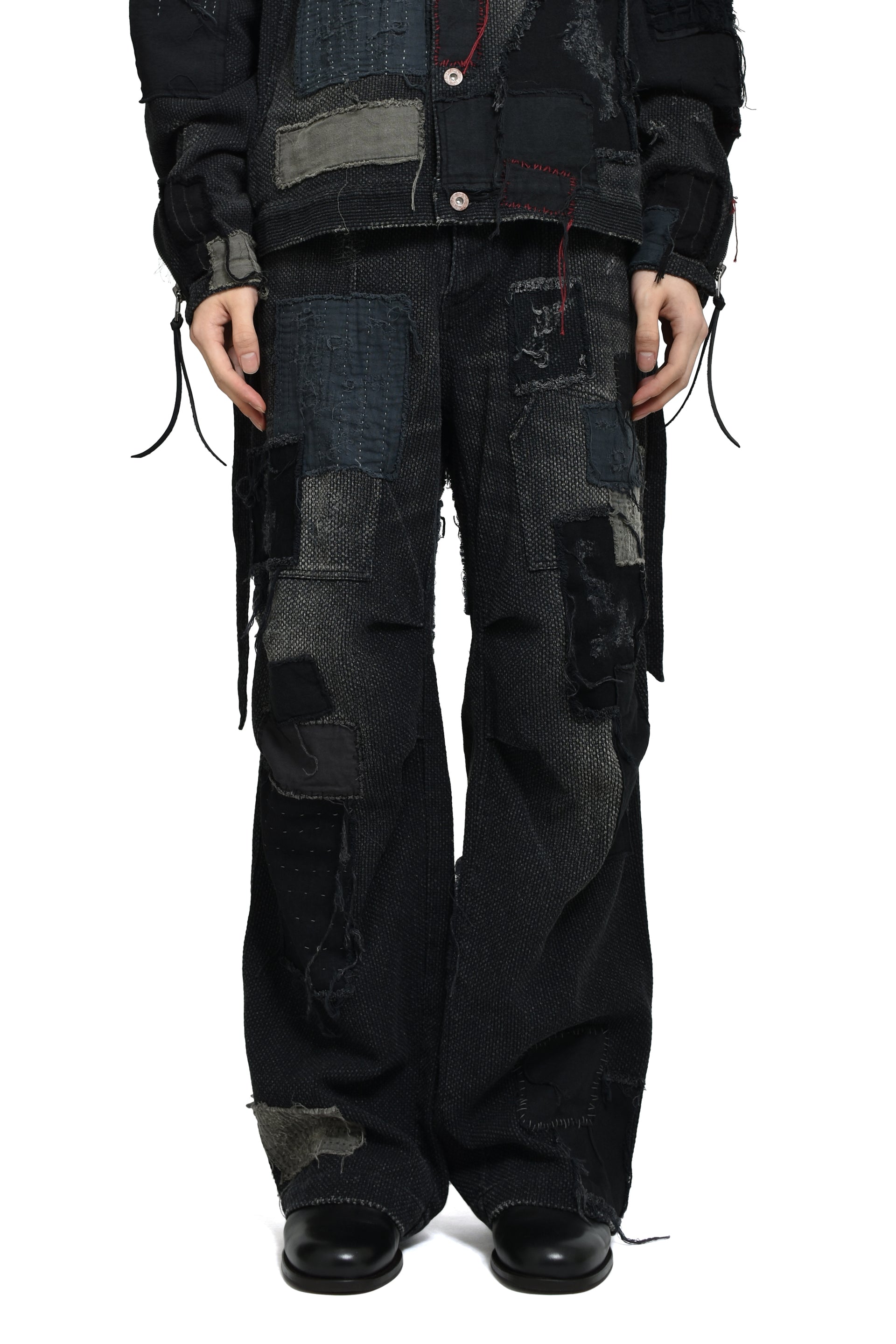 CRUST SASHIKO JACQUARD WIDE PANT / BLK
