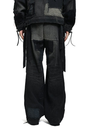 CRUST SASHIKO JACQUARD WIDE PANT / BLK